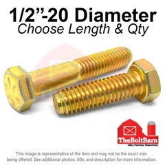 1/2″-20 Grade 8 Hex Cap Screws FINE Thread SAE Hex Bolts (Pick Length & Qty)