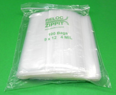 100 Reloc Zippit Bags 9×12 Clear 4mil Thick Reclosable 9″x 12″ Poly Top Lock Bag