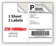 Shipping Labels 2 Per Sheet for Laser & Inkjet Printers 8.5″ x 5.5″Address Label