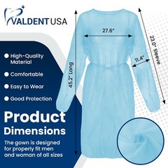 Elastic Cuff Isolation Gowns Disposable Level2 SMS Blue Medical 10/50/100 PK