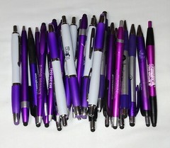 30ct Mixed Lot Misprint Retractable Click Pens w/Stylus: PURPLE/ VIOLET/LAVENDER