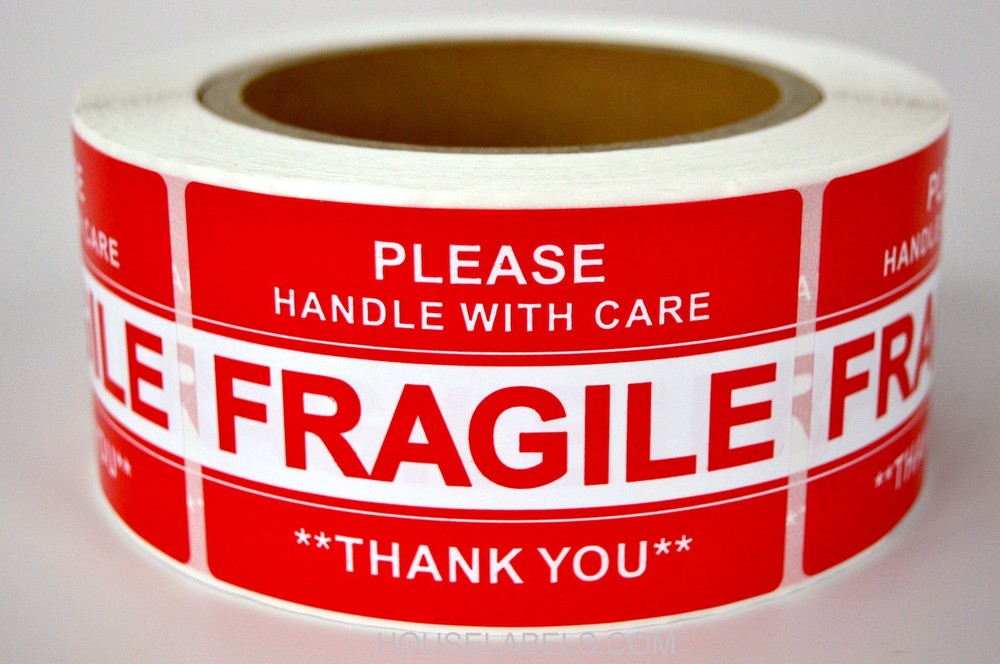 1 Roll ; 500 Labels 2×3 (2″ x 3″) Pre-Printed FRAGILE HANDLE WITH CARE Labels