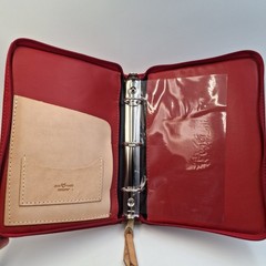Jon Hart Design Red Coated Canvas 9″ Zippered 3-Ring Binder LSL Monogram