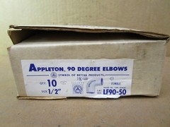 New Open Box of 100 Pcs Appleton 90 Degree Elbows Female LF90-50 1/2″ 51524LR