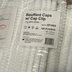 200 (2 X 100) Disposable Hair Net Non-Woven Head White Bouffant with Cap Clip
