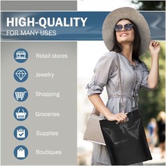 100 Pack 12″ x 15″ with 1.5 mil Thick – Black Merchandise Plastic Shopping Bags