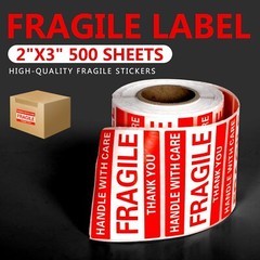 Fragile Stickers 1 Roll 500 2×3 Fragile Label Sticker Handle With Care Mailing