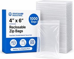 4” X 6” 1000 Count 2 Mil Clear Reclosable Zip Plastic Poly Bags with Resealab…