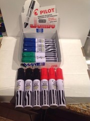 Pilot SC-6600 Jumbo Permanent Markers Assorted Colors (3-BK,3-RD,3-GR,3-BL)-12PK