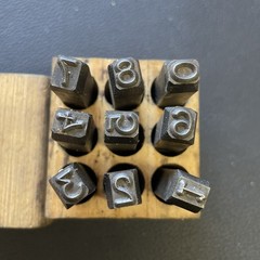 Vtg Young Bros 1/4 Inch 6.4mm Steel Stamps Numbers Numeral STAMP Set 9 Pcs 06091