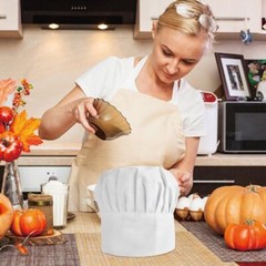 Adult Chef Hat for Men Women Cooking Baker Cap Unisex Kitchen Cap White
