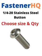 1/4-20 Button Head Socket Cap Screws Bolts Hex Drive Stainless Steel 18-8