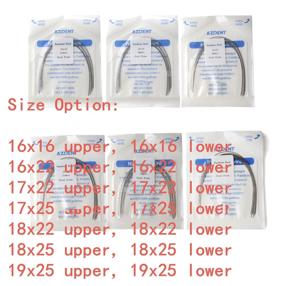 AZDENT 10pcs Dental Orthodontic Stainless steel Arch Wire (rectangular)