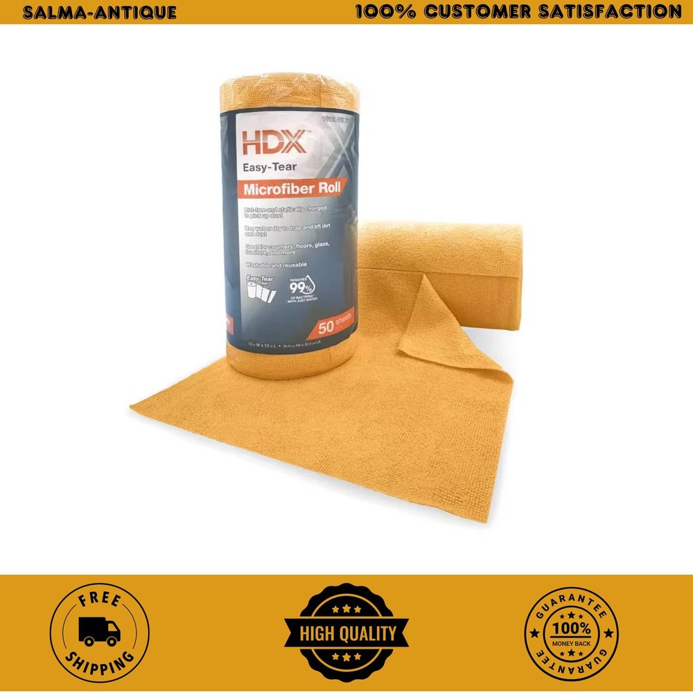 HDX Easy Tear Microfiber Cloth Roll 12 in. x 12 in. 50-Count