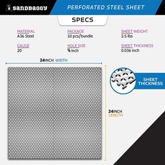 Sandbaggy Perforated Steel Sheet 24″ x 24″ – Perforated Metal Sheet – 20 Gauge