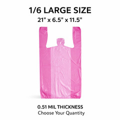 Purple T-Shirt Plastic Grocery Carryout Bags 1/6 Large 21×6.5×11.5 0.51 Mil