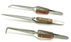 Fiber Grip Cross Lock Tweezers Self Closing 6″ Set – Curved + 90° + Straight Tip
