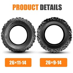 ATV UTV Tires 26×9-14 26×11-14 6-Ply All Terrain Tubeless Off-Road Set of 4