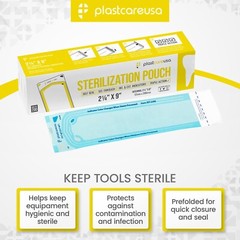 2.25″ x 8″ Self-Sealing Sterilization Pouches for Autoclave (1 Box of 200)
