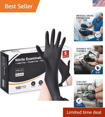 Professional Grade 4 Mil Black Nitrile Exam Gloves – Latex Free & Puncture Proof
