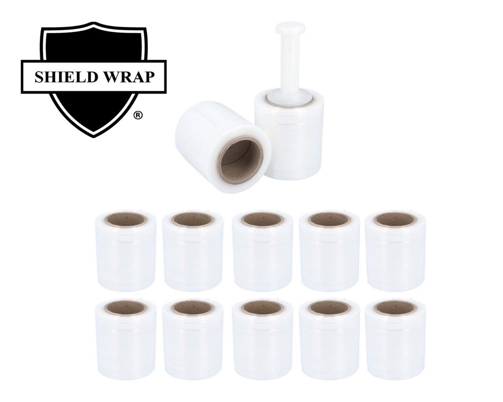 12 Rolls 50 Gauge 5″x 1000′ Clear Cast Hand Stretch Film Shrink Wrap + 1 Handle