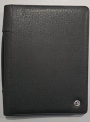 Unbranded Black Saffiano Faux Leather 3-Ring Zipper Binder Portfolio Padfolio
