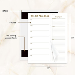 Undated Weekly Meal Planner Notepad with Magnetic Back and Grocery List