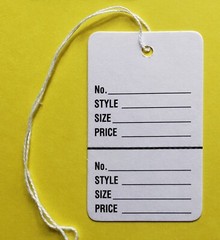 Large Price Tags RED WHITE Blank 2 Part Retail Special Sale Coupon String Strung