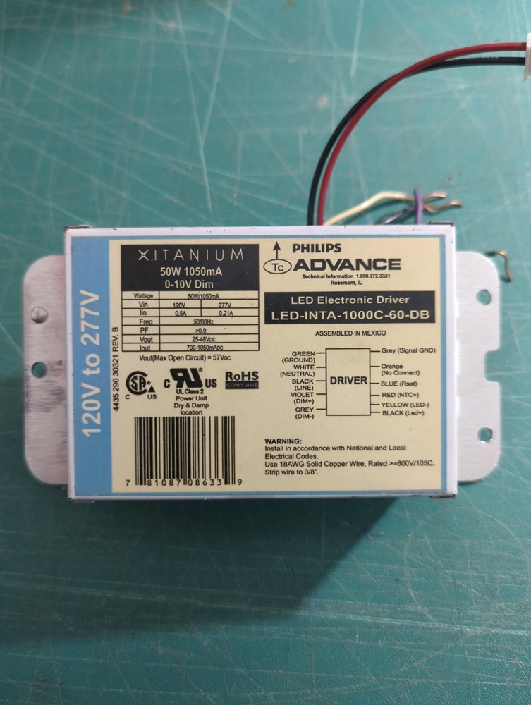 ADVANCE LED-INTA-1000C-60-DB LED Electronic Driver,Dimmable, TESTED (Lot Of 12)
