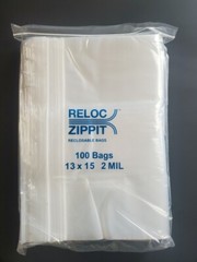 1.5×1.5 to 20×20 Clear Reloc Zippit Lock Seal Top Reclosable Zip-lock Bags 2Mil