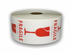 2×3 Cracked Glass w/ Fragile Labels (Wh/Rd) Adhesive Stickers 500Ct
