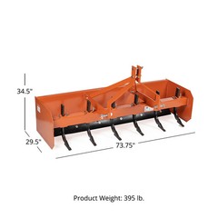 Titan Attachments 3 Point 6FT Rear Box Blade Scraper Grader, Cat 0 and 1