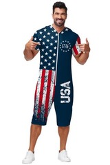 Arankhiger Mens 4Th Of July Jumpsuit Patriotic Stars Stripes Zip Rompers Usa