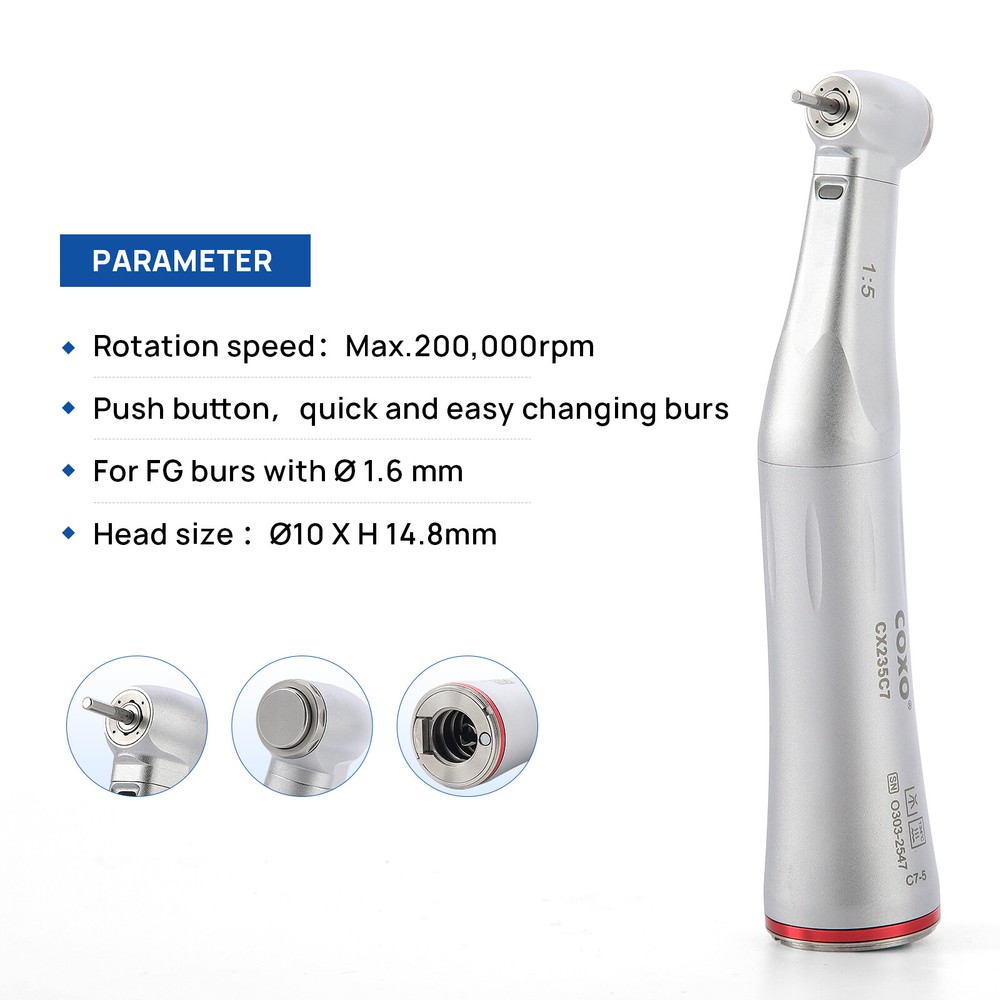 COXO Dental 1:5 LED Standard Head Contra Angle Handpiece /C-PUMA MASTER Motor