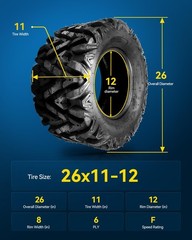 PHILTOP Size 26×11-12 Tires ATV UTV Knobby Sport Tire Mud Sand Off-Road All-T…