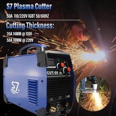 50A Plasma Cutter with LED Display, Dual Voltage 110V/220V, Clean Metal Cutting