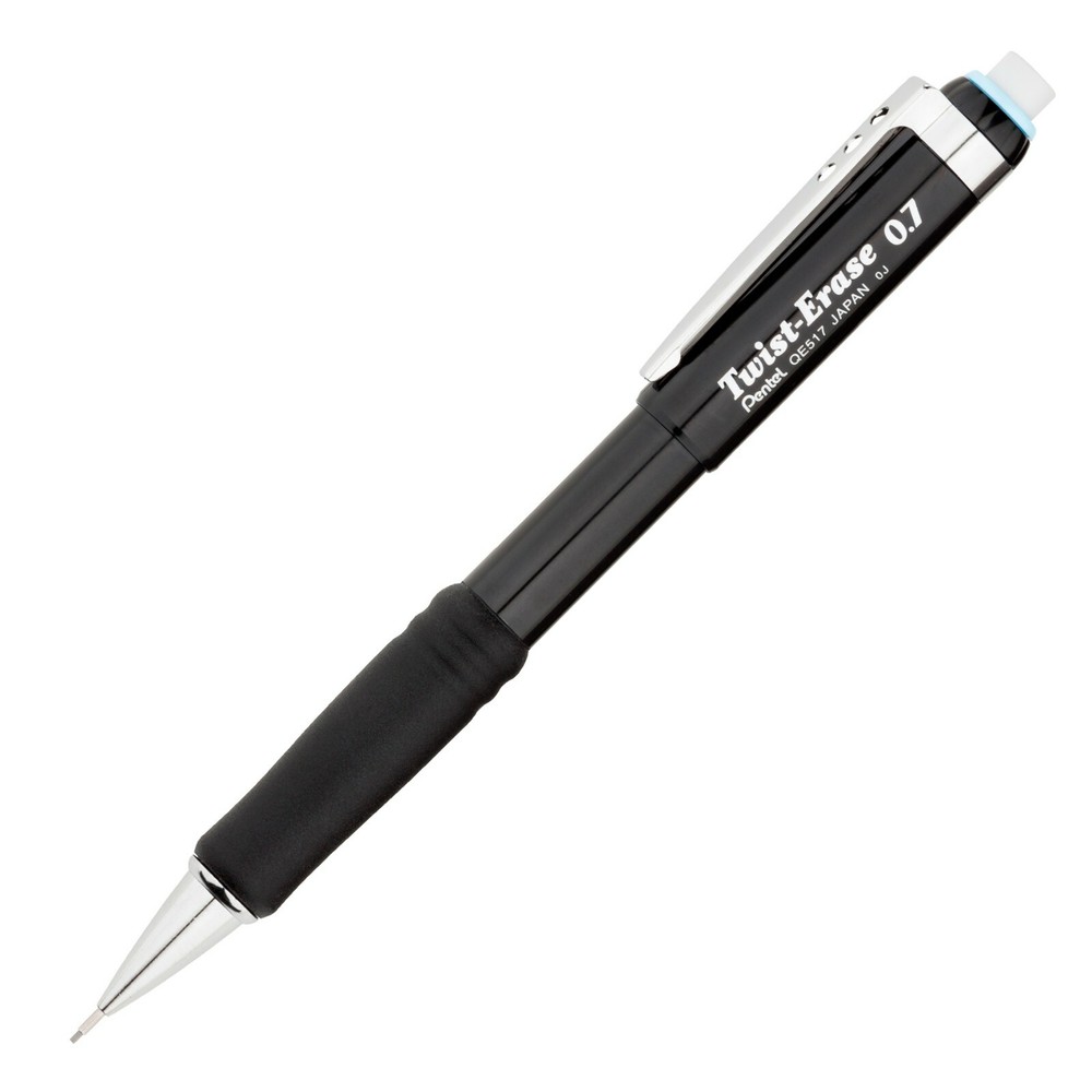 QE517 Pentel Twist-Erase III Mechanical Pencil, 0.7mm, Red or Black Barrel