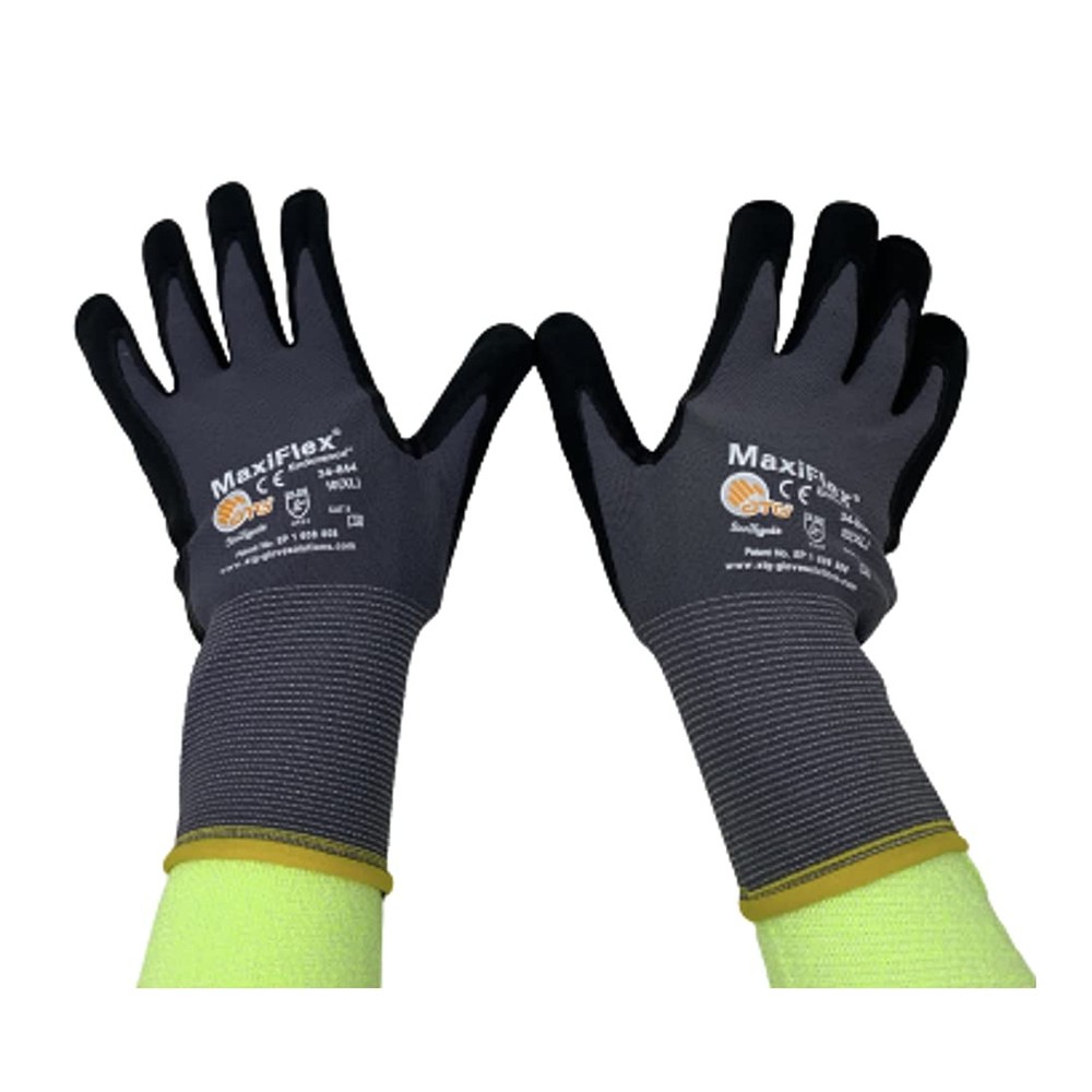 3 Pack MaxiFlex Endurance 34-844 Seamless Knit Nylon Work Glove with Nitrile …