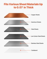 VEVOR Multiple Purpose Bench Top Throatless Sheet Metal Shear 0.07 in Thick Max