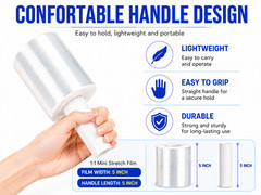 2/8/16 Rolls 5 in. x 1200 ft. Stretch Hand Wrap Clear Cling Plastic Wrap