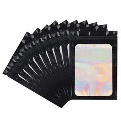 100/200 PCS Holographic Mylar Foil Bag Resealable Ziplock Pouch Packaging Clear
