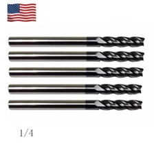 5PCS 1/4″ 4 FLUTE LONG CARBIDE END MILL – TiALN COATED