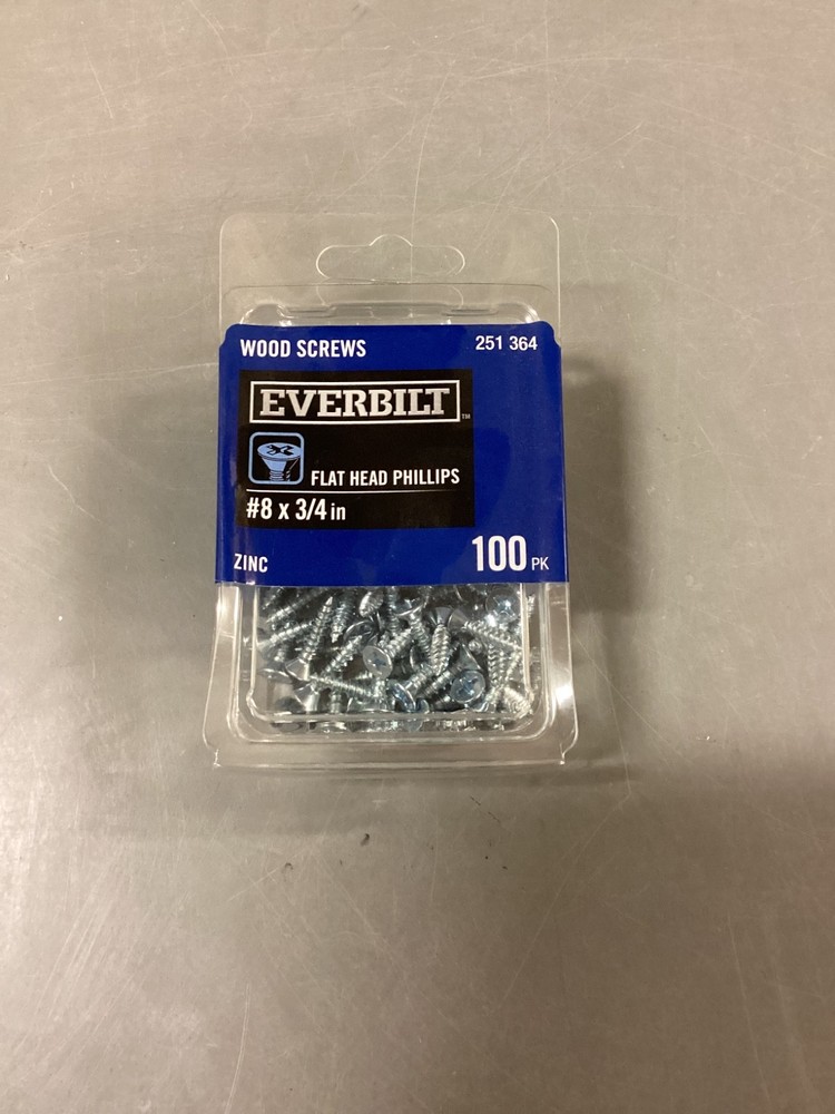 #8 x 3/4in Phillips Flat Head Zinc Plated Wood Screw, 5 Box of 100 pcs (801812)