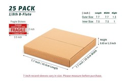 7 Inch 45 RPM Record Mailers (NOT for 12″ LPs), 7.5 x 7.5 x 1 Inch Easy-Fold …