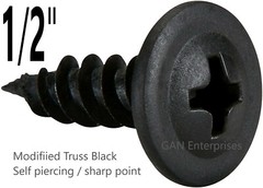Modified Truss Head Screws #8 x 1/2″, Sharp point K-Lath Black 100 Qty