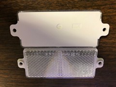 2 White Rectangle Reflectors, 2 screw holes, mounting on driveway post, etc.