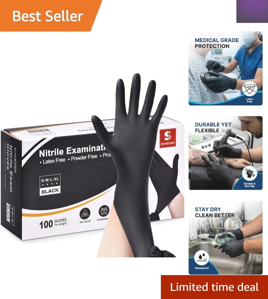 Versatile 4 Mil Black Disposable Gloves – Perfect for Cooking & Cleaning, 100ct