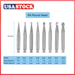 Dental Round Latch Carbide Bur RA 1 2 3 4 5 6 7 8 Midwest For Slow Low Speed ty