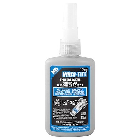 Vibra-Tite 12250 Primerless Threadlocker, Vibra-Tite 122, Blue, Medium