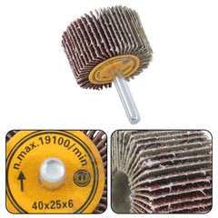 Aluminum Oxide Shank Mounted Flap Wheels, 1-1/2″ x 1″ x 1/4″, 60 Grit – 5 Pack